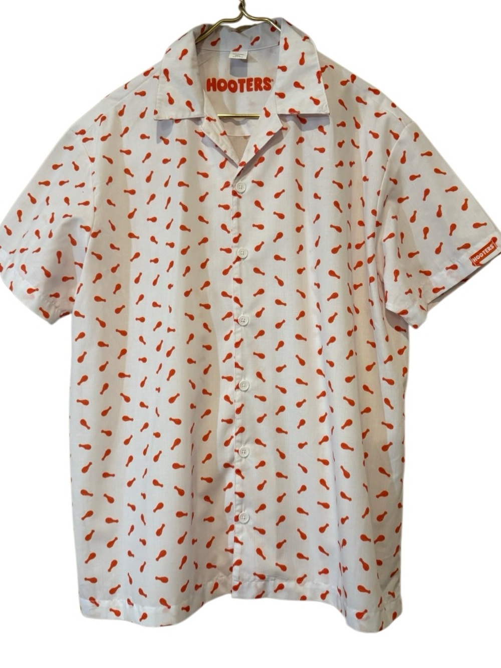 Hooters Chicken Wing All Over Novelty Print Button Front Shirt Sz 2XL